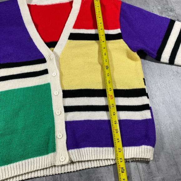 90s Multicolored Knit Cardigan Sweater - Picture 4 of 6
